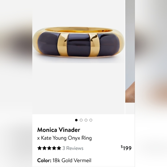 MONICA VINADER Jewelry - Monica Vinader Gold Vermeil Ring with Onyx.Kate Young Striped Gemstone Stacking.